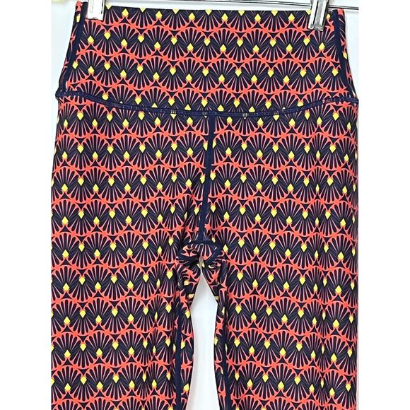 Splits59 Floral Print Ankle Athletic Athleisure Leggings - Blue/Orange, Size S - Picture 8 of 8